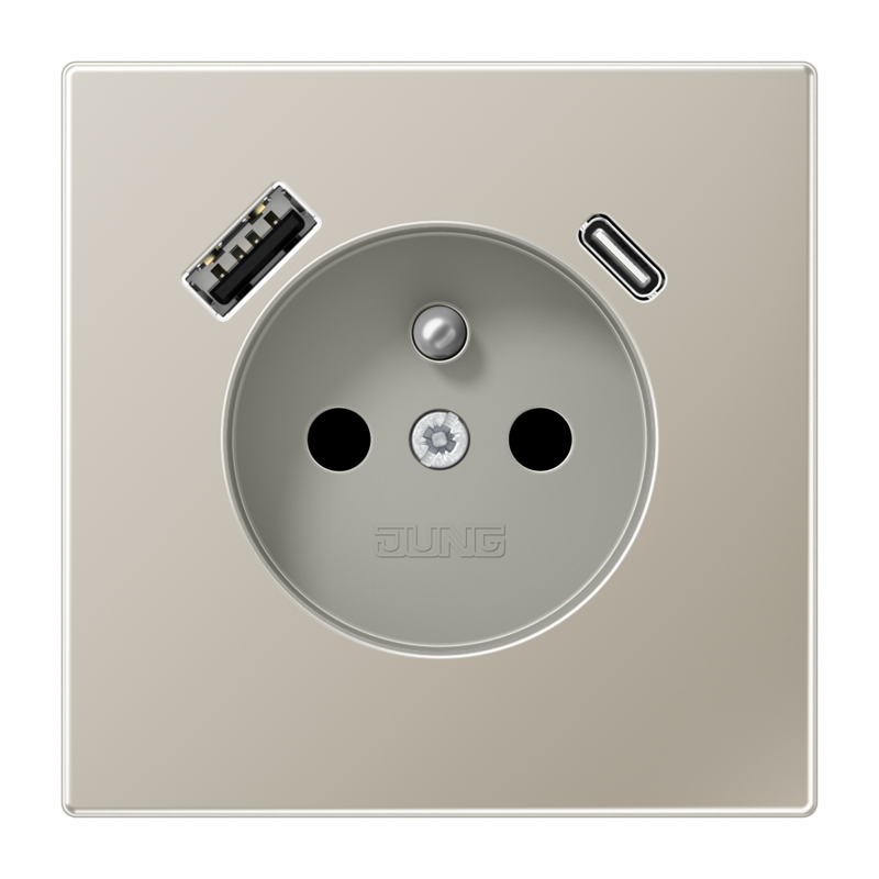 Изображение ES1520F-15CA  Розетка, франко-бельгийской системы, c USB зарядным устройством - завод JUNG