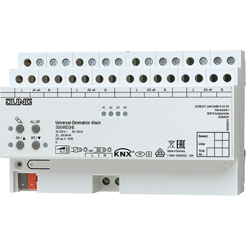Изображение 3904REGHE  KNX LED диммер "универсальный", 4 группы - завод JUNG