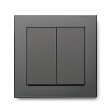 Выключатель двухклавишный JASMART G-Classic черный алюминий (титан)
