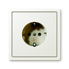 Розетка SCHUKO® со шторками JASMART серии FD белый матовый (soft touch) в сборе