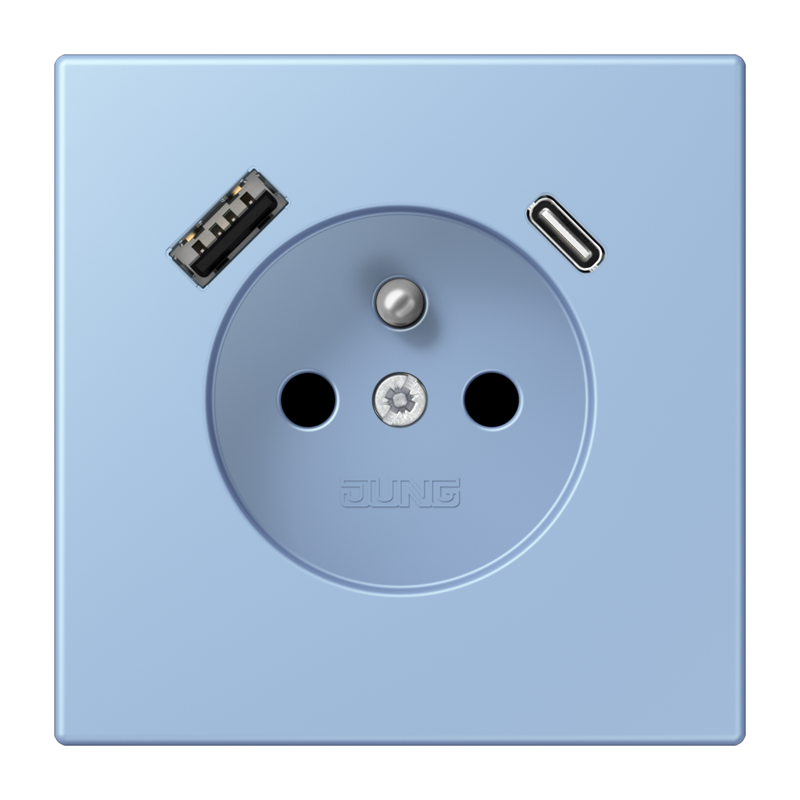 Изображение LC1520F-15CA207  Розетка, франко-бельгийской системы, c USB зарядным устройством - завод JUNG