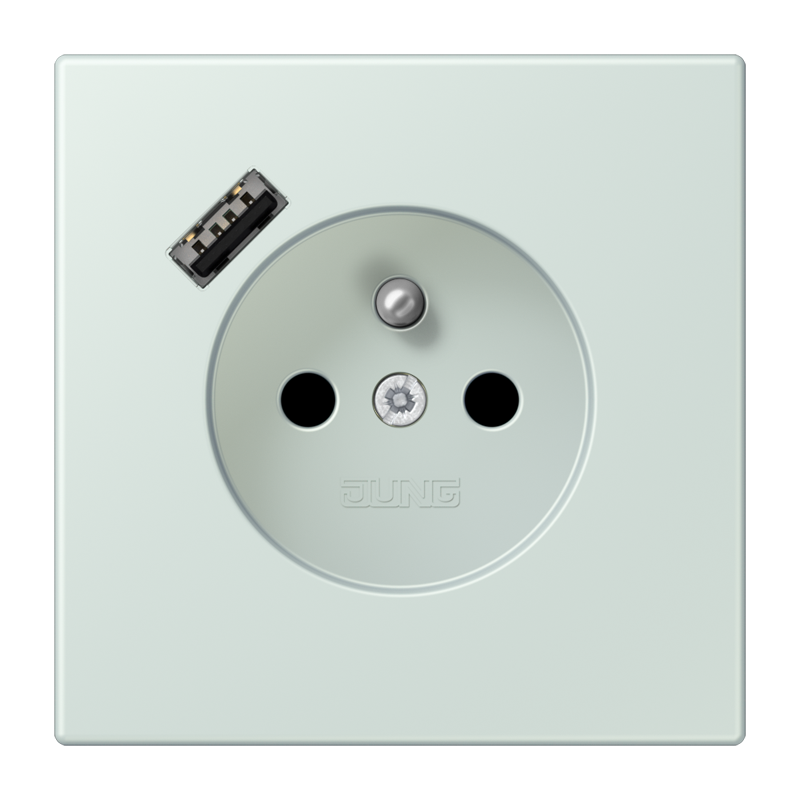 Изображение LC1520F-18A215  Розетка, франко-бельгийской системы, c USB зарядным устройством - завод JUNG