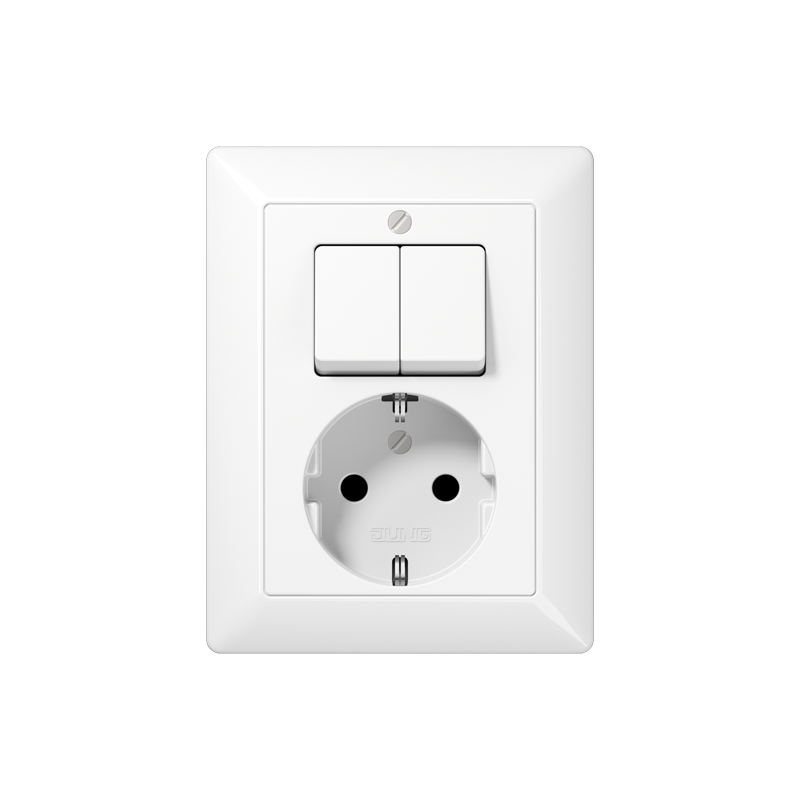Изображение AS5575EUWW  SCHUKO®-розетка 16 A / 250 B ~ с двухклавишным выключателем 10 A / 250 B ~ - завод JUNG