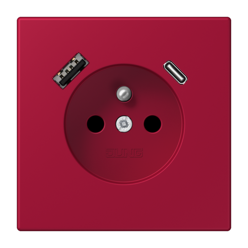 Изображение LC1520F-15CA229  Розетка, франко-бельгийской системы, c USB зарядным устройством - завод JUNG