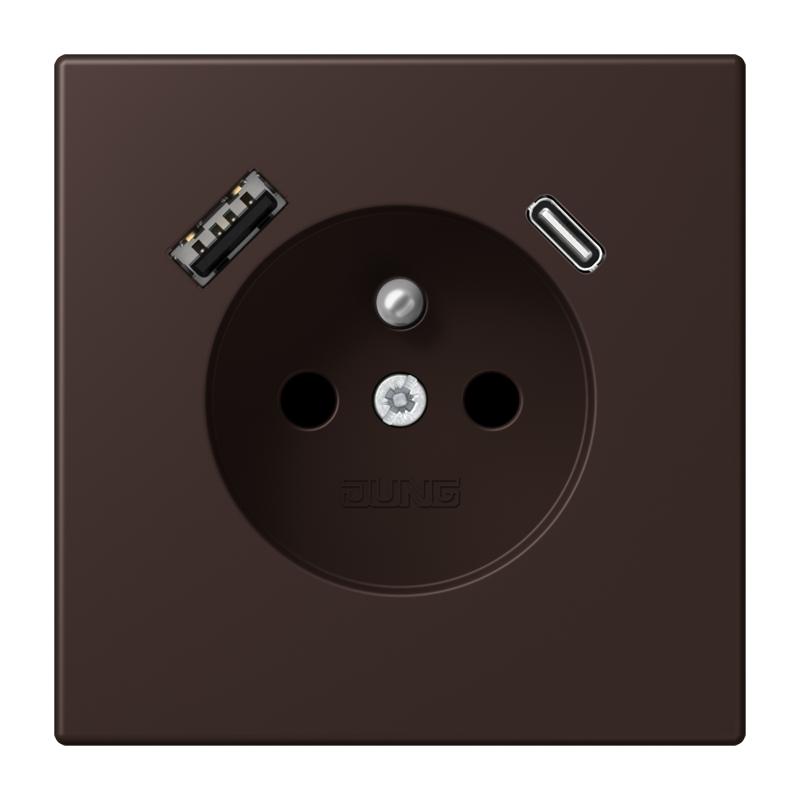 Изображение LC1520F-15CA252  Розетка, франко-бельгийской системы, c USB зарядным устройством - завод JUNG