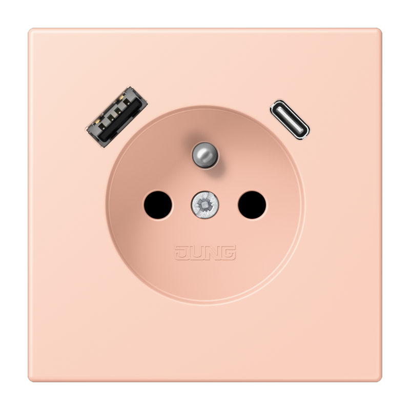 Изображение LC1520F-15CA234  Розетка, франко-бельгийской системы, c USB зарядным устройством - завод JUNG