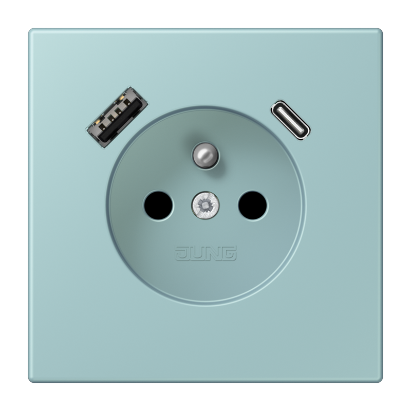Изображение LC1520F-15CA214  Розетка, франко-бельгийской системы, c USB зарядным устройством - завод JUNG