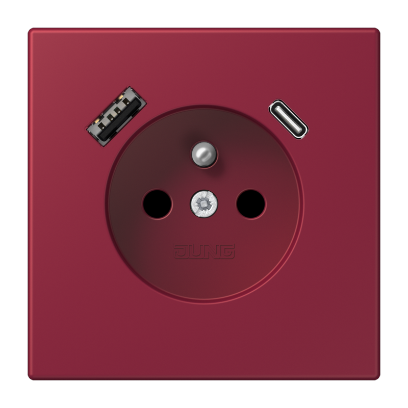 Изображение LC1520F-15CA255  Розетка, франко-бельгийской системы, c USB зарядным устройством - завод JUNG