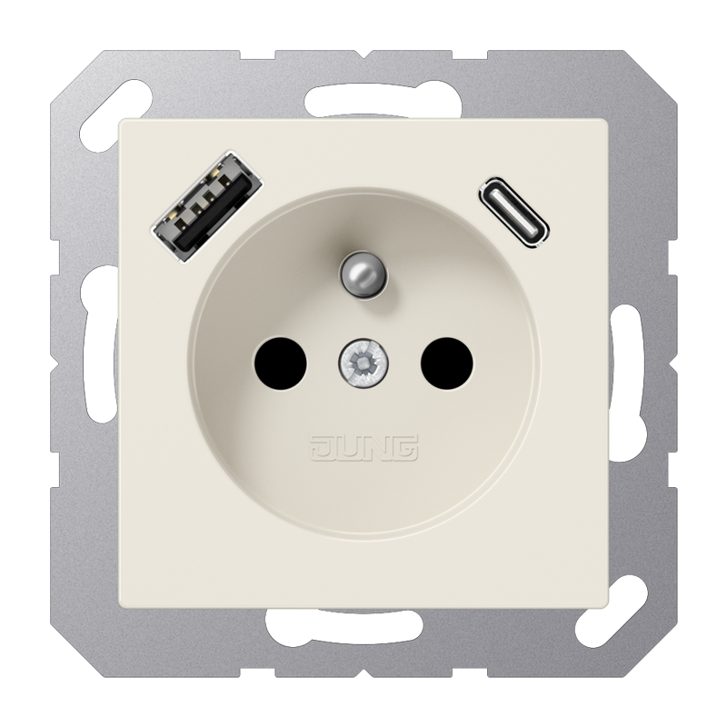 Изображение A1520F-15CA  Розетка франко-бельгийской системы c USB зарядным устройством - завод JUNG