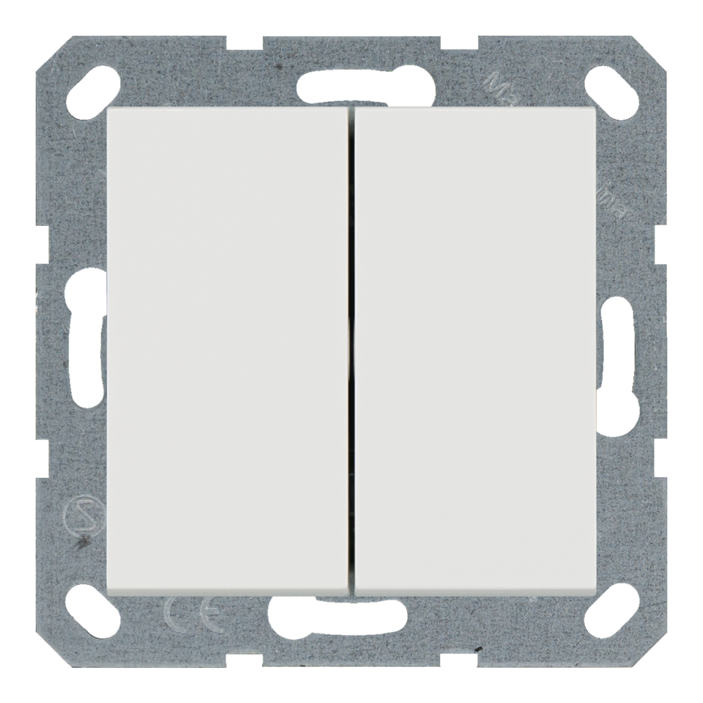 Изображение G3022W Выключатель 2-клавишный 10A проходной с клавишами - G (белый глянцевый) - завод JASMART