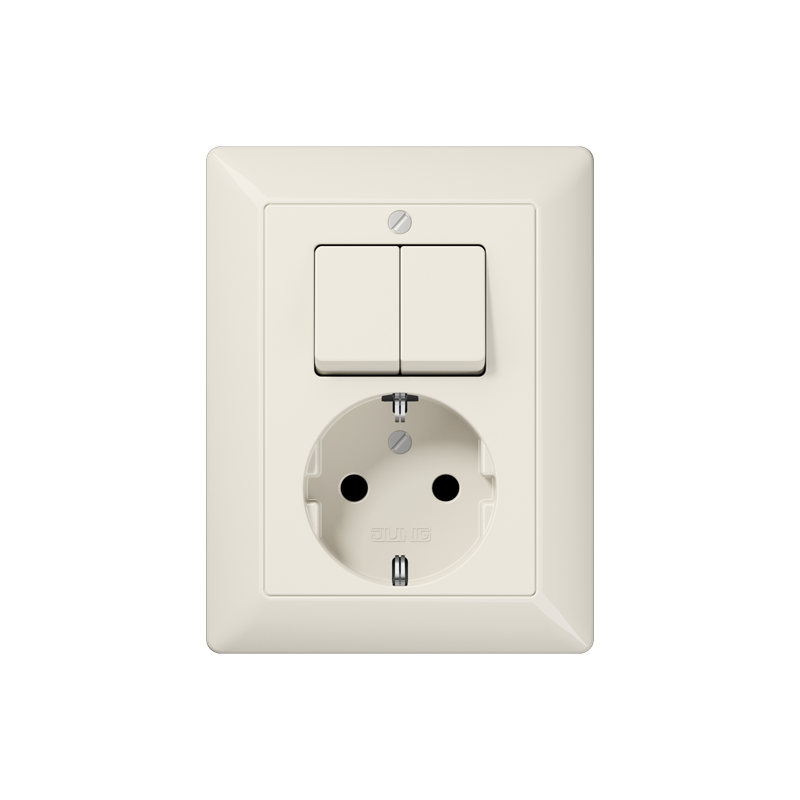 Изображение AS5575EU  SCHUKO®-розетка 16 A / 250 B ~ с двухклавишным выключателем 10 A / 250 B ~ - завод JUNG