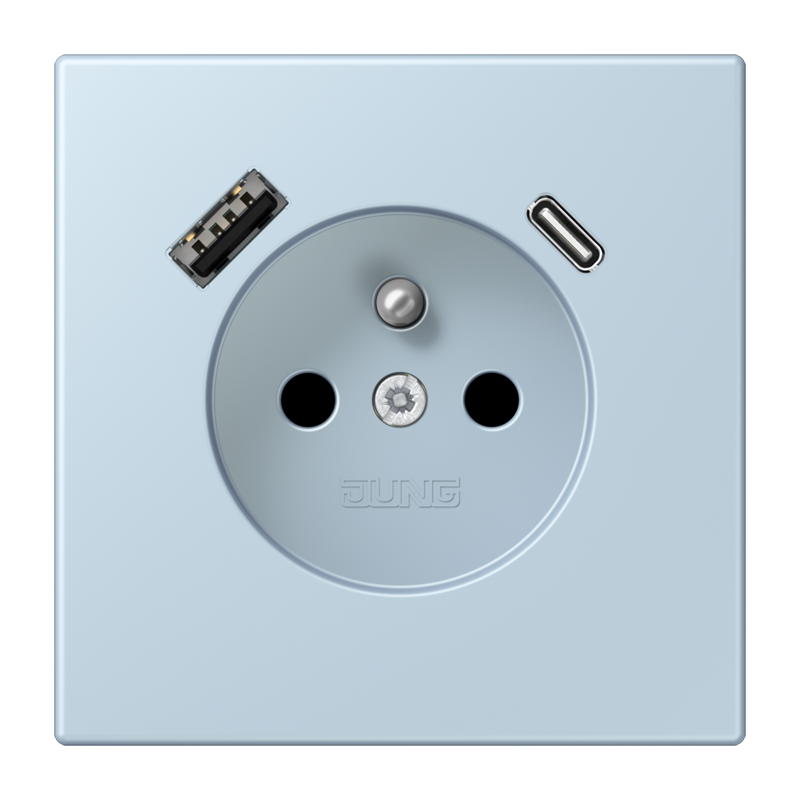 Изображение LC1520F-15CA208  Розетка, франко-бельгийской системы, c USB зарядным устройством - завод JUNG