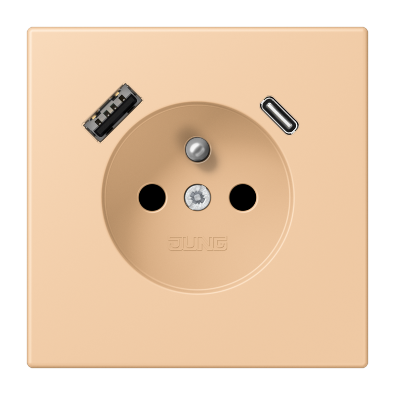 Изображение LC1520F-15CA237  Розетка, франко-бельгийской системы, c USB зарядным устройством - завод JUNG
