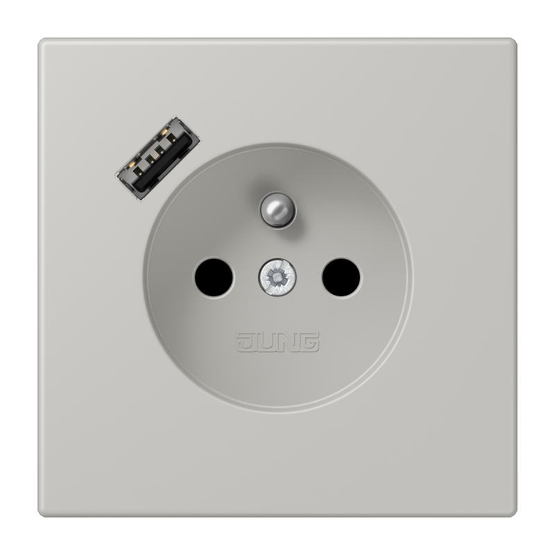 Изображение LC1520F-18A205  Розетка, франко-бельгийской системы, c USB зарядным устройством - завод JUNG