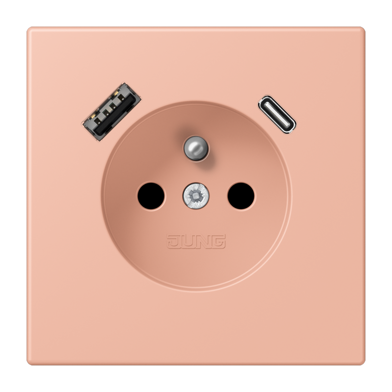 Изображение LC1520F-15CA231  Розетка, франко-бельгийской системы, c USB зарядным устройством - завод JUNG