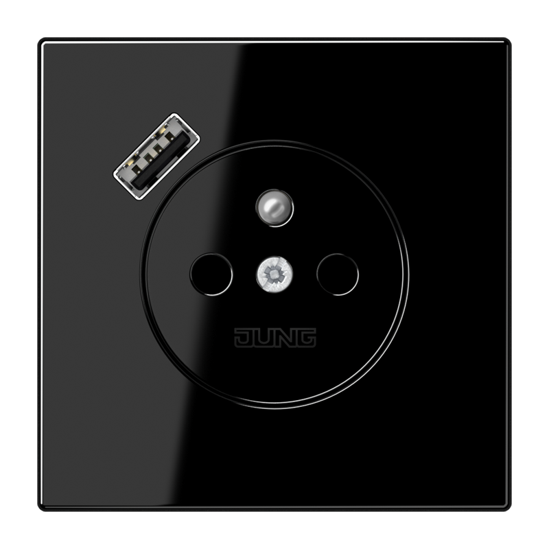 Изображение LS1520F-18ASW  Розетка франко-бельгийской системы c USB зарядным устройством - завод JUNG