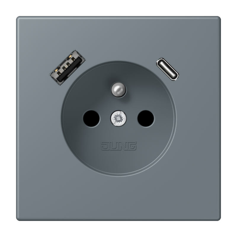 Изображение LC1520F-15CA251  Розетка, франко-бельгийской системы, c USB зарядным устройством - завод JUNG