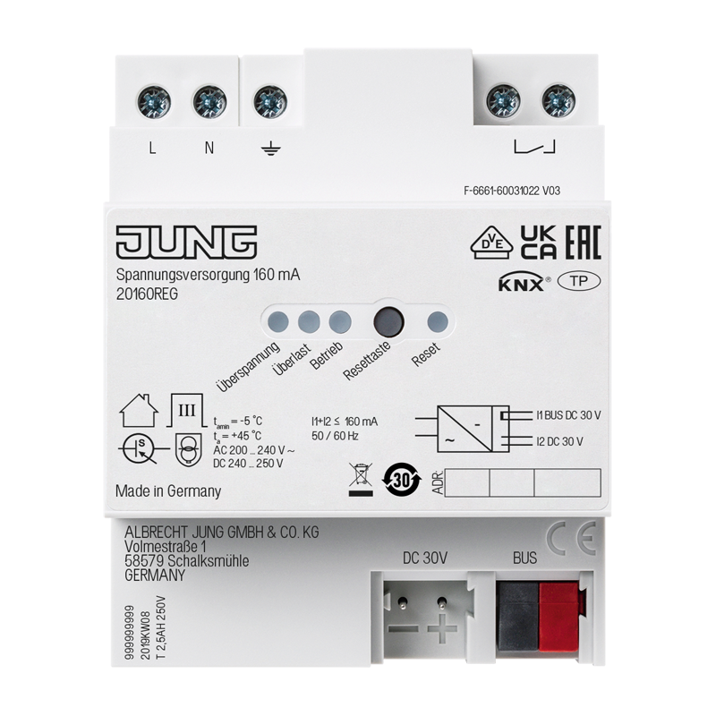 Изображение 20160REG  KNX блок питания, 160 мA - завод JUNG