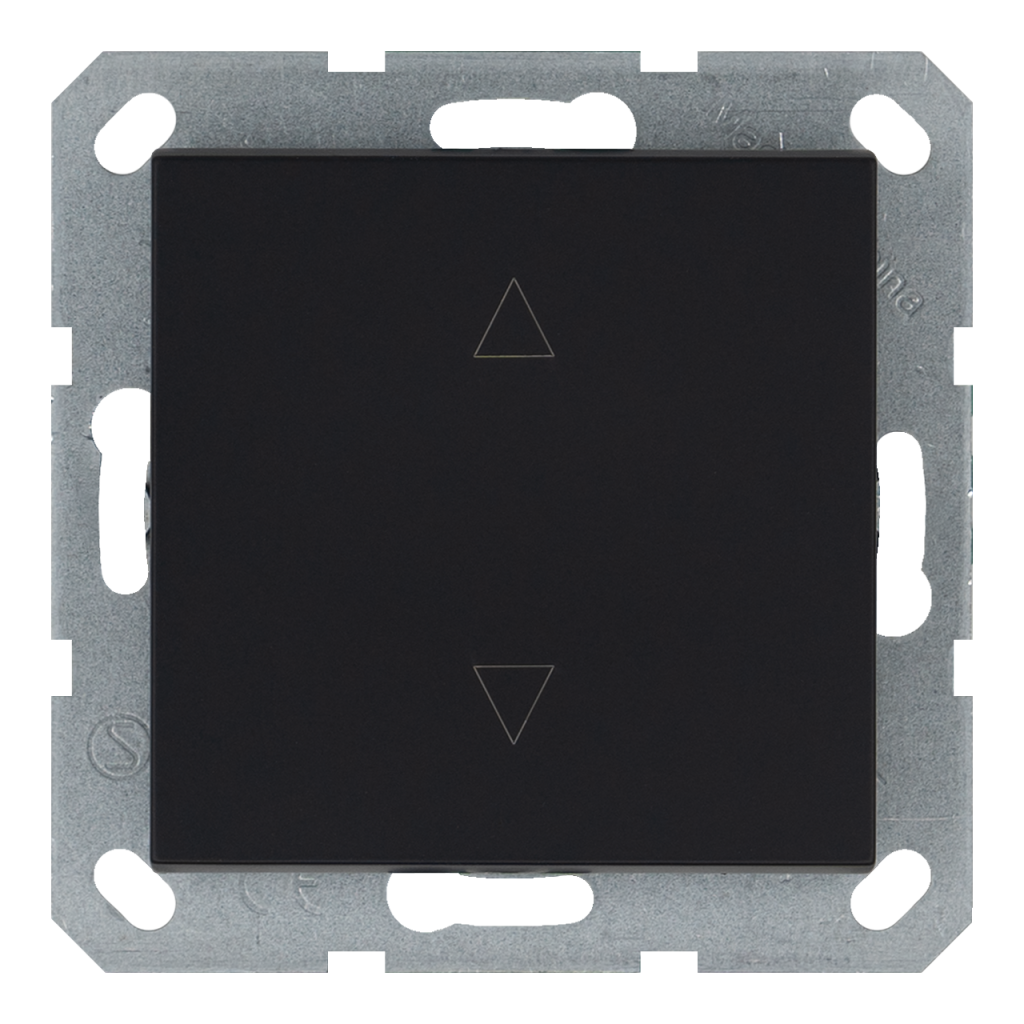 Изображение G3018PB Кнопка 1-клавишная 10A в нейтральном положении, для штор с клавишей - G (черный матовый - soft touch) - завод JASMART
