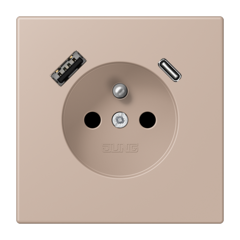 Изображение LC1520F-15CA240  Розетка, франко-бельгийской системы, c USB зарядным устройством - завод JUNG