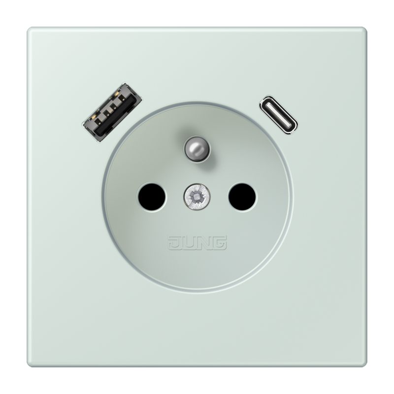 Изображение LC1520F-15CA215  Розетка, франко-бельгийской системы, c USB зарядным устройством - завод JUNG