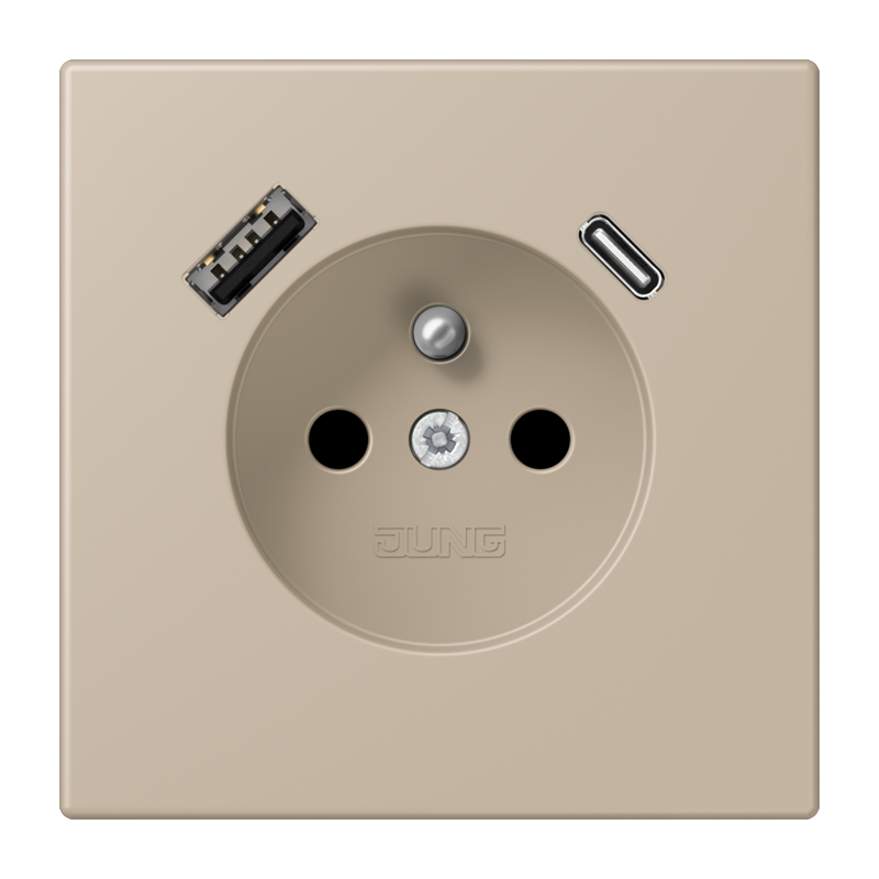 Изображение LC1520F-15CA243  Розетка, франко-бельгийской системы, c USB зарядным устройством - завод JUNG
