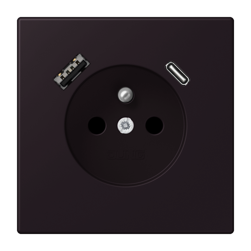Изображение LC1520F-15CA248  Розетка, франко-бельгийской системы, c USB зарядным устройством - завод JUNG