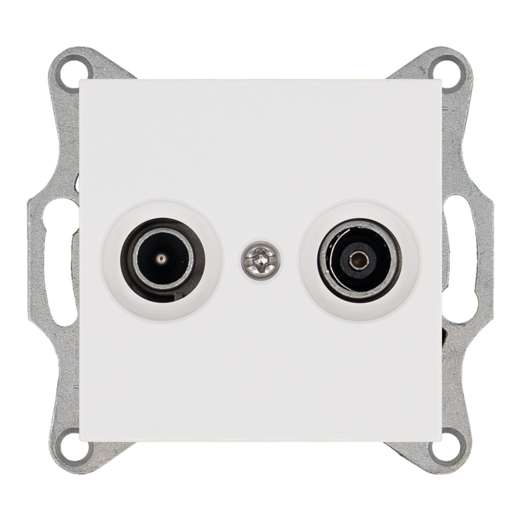 Изображение G6205W Розетка TV-FM проходная с накладкой - G (белый глянцевый) - завод JASMART