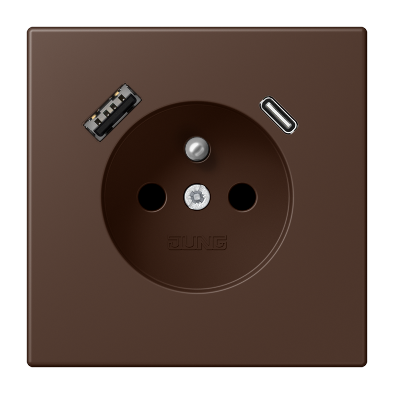 Изображение LC1520F-15CA239  Розетка, франко-бельгийской системы, c USB зарядным устройством - завод JUNG