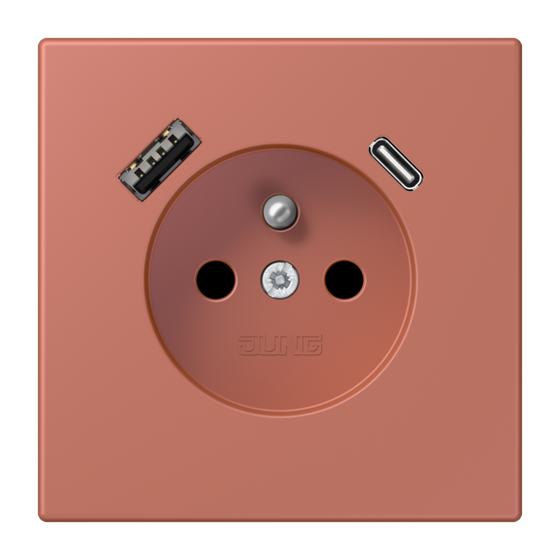 Изображение LC1520F-15CA236  Розетка, франко-бельгийской системы, c USB зарядным устройством - завод JUNG