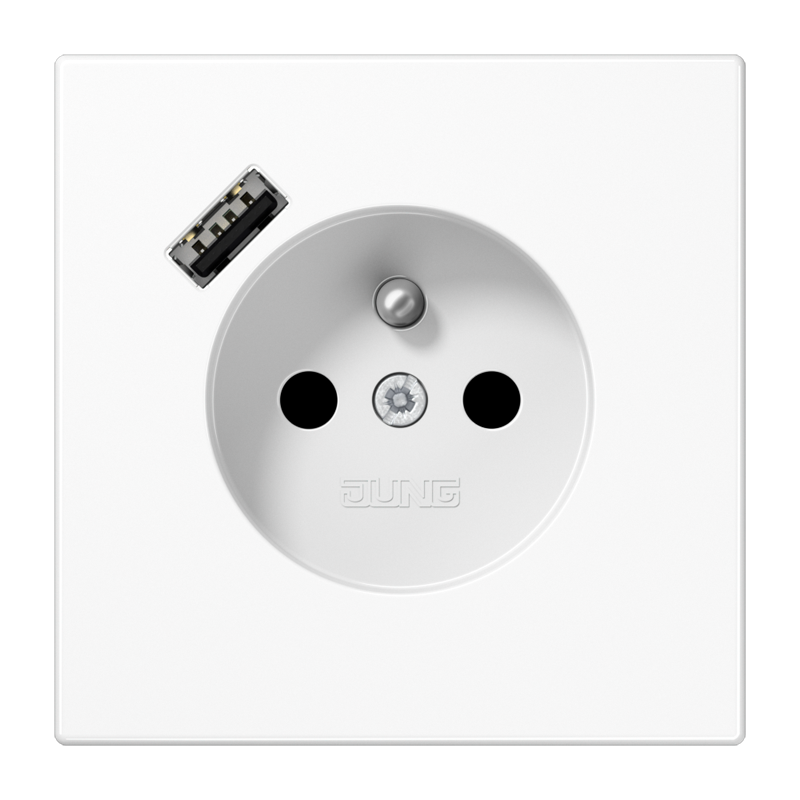 Изображение LS1520F-18AWW  Розетка франко-бельгийской системы c USB зарядным устройством - завод JUNG