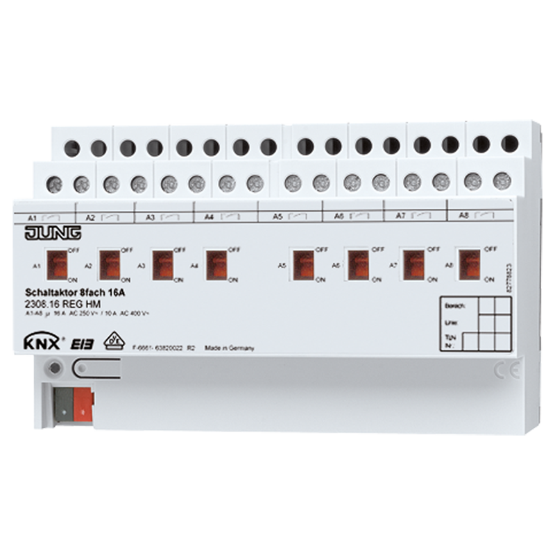 Изображение 2308.16REGHM  KNX актуатор коммутирующий, 8 групп - завод JUNG