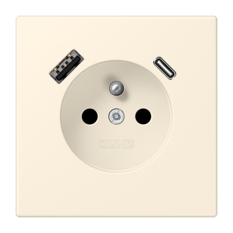 Изображение LC1520F-15CA245  Розетка, франко-бельгийской системы, c USB зарядным устройством - завод JUNG
