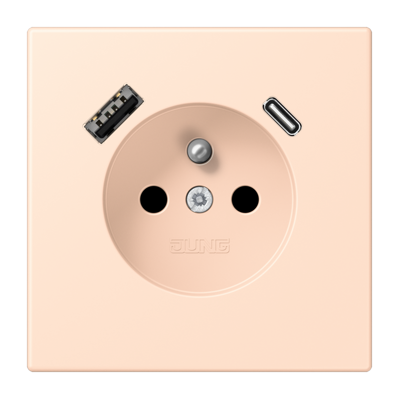 Изображение LC1520F-15CA228  Розетка, франко-бельгийской системы, c USB зарядным устройством - завод JUNG