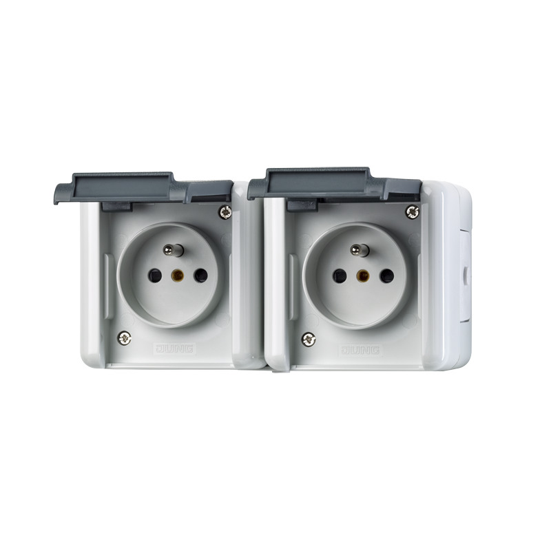 Изображение 8221FKIW  2-gang socket, French/Belgian system - завод JUNG