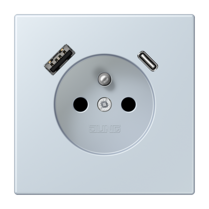Изображение LC1520F-15CA209  Розетка, франко-бельгийской системы, c USB зарядным устройством - завод JUNG