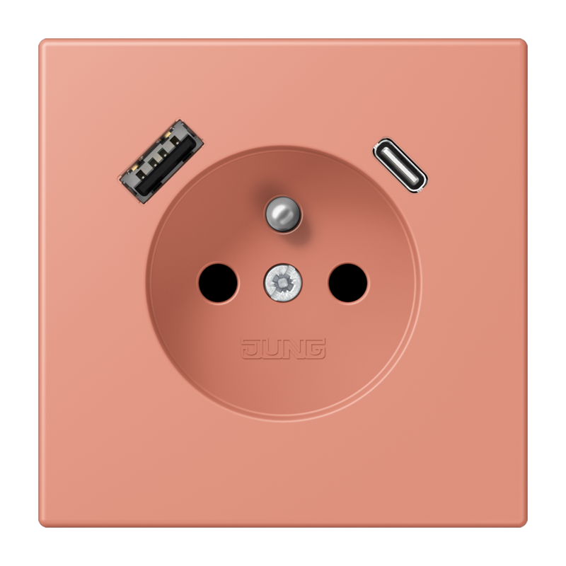 Изображение LC1520F-15CA233  Розетка, франко-бельгийской системы, c USB зарядным устройством - завод JUNG