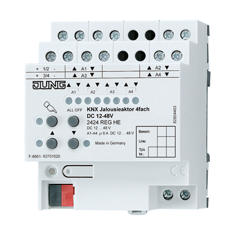 Изображение 2424REGHE  KNX актуатор жалюзи 4 группы DC 12-48 В - завод JUNG