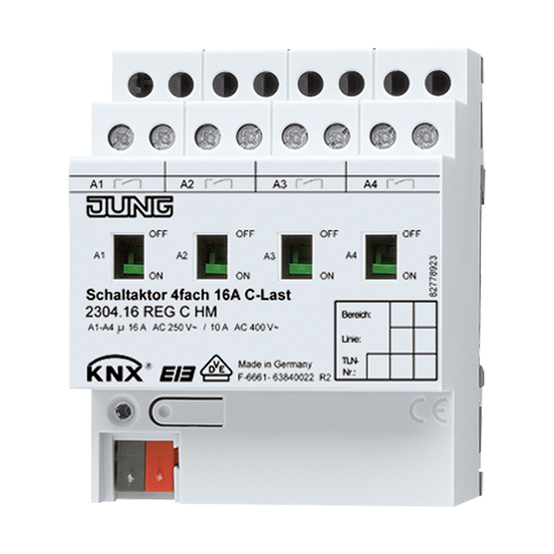 Изображение 2304.16REGCHM  KNX актуатор коммутирующий, 4 группы, C-нагрузка - завод JUNG