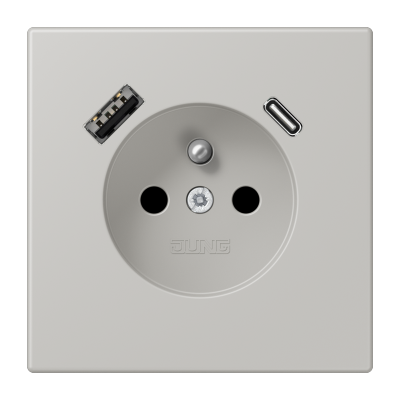 Изображение LC1520F-15CA205  Розетка, франко-бельгийской системы, c USB зарядным устройством - завод JUNG