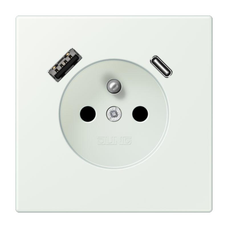 Изображение LC1520F-15CA210  Розетка, франко-бельгийской системы, c USB зарядным устройством - завод JUNG