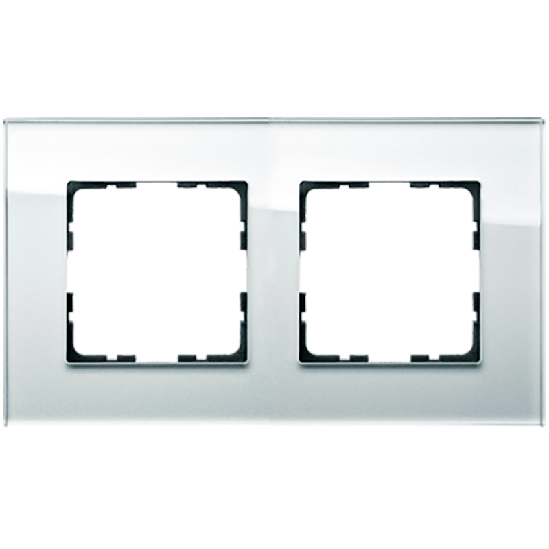 Изображение G1002GW Рамка 2-кратная из стекла - G-Glass (белый) - завод JASMART