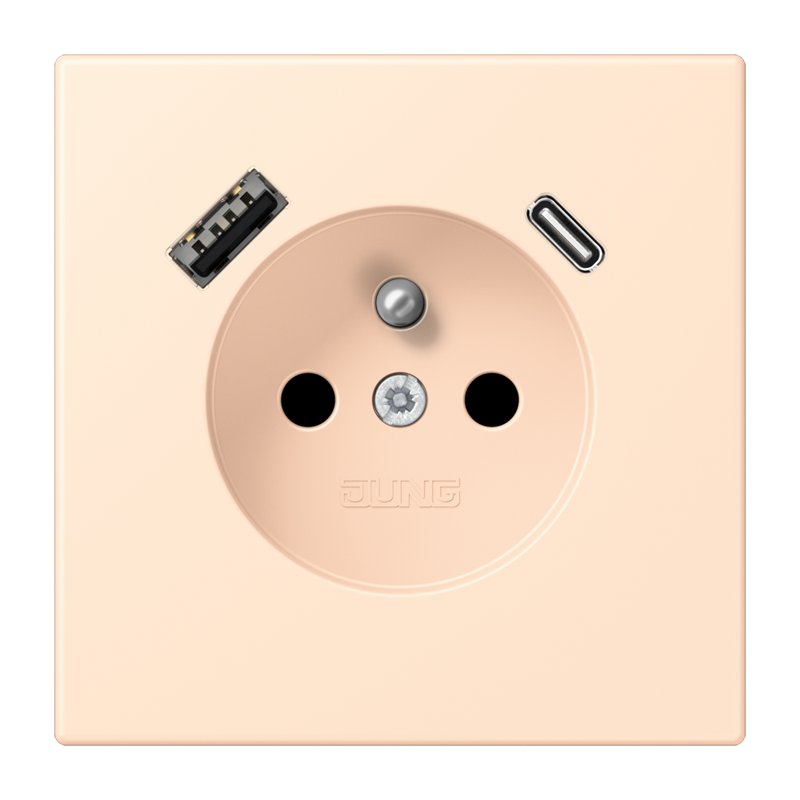 Изображение LC1520F-15CA238  Розетка, франко-бельгийской системы, c USB зарядным устройством - завод JUNG