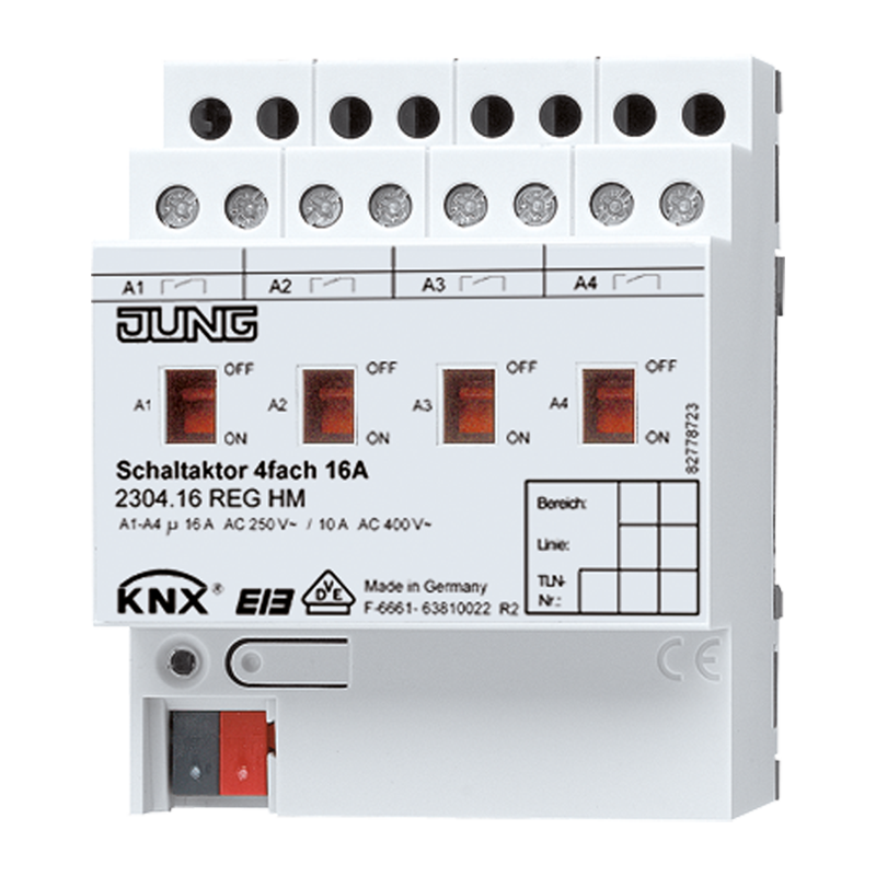 Изображение 2304.16REGHM  KNX актуатор коммутирующий, 4 группы - завод JUNG