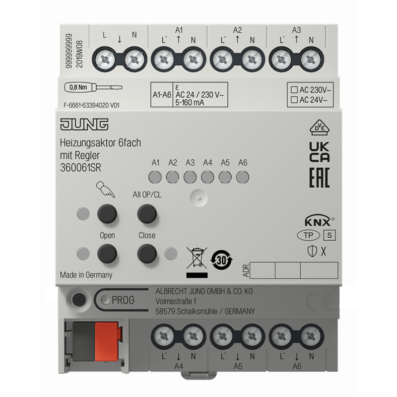 Изображение 360061SR  KNX актуатор отопления, 6 групп - завод JUNG